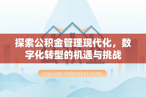 巨野探索公积金管理现代化，数字化转型的机遇与挑战